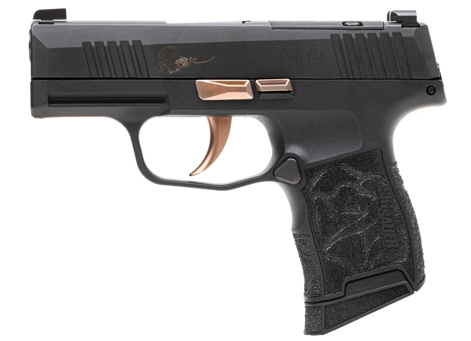 Sig Sauer 365380ROSE P365 Rose Kit Micro-Compact 380 ACP 10+1 3.10" Black Nitron Stainless Steel Optic Ready/Serrated Slide, Black w/Rose Gold Accents Stainless Steel Frame w/Accessory Rail, Black Las