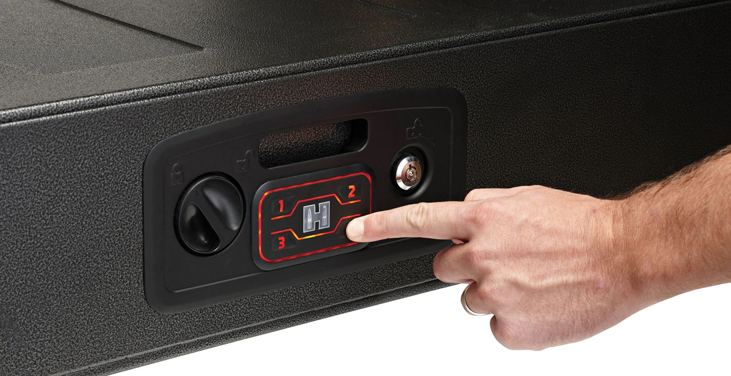 Hornady 98190 Rapid Safe AR Gunlocker RFID Access Code Key Entry Black Steel Holds 2 Rifles Holds 2 Long Guns 42" L x 15.25" W x 6.75" D