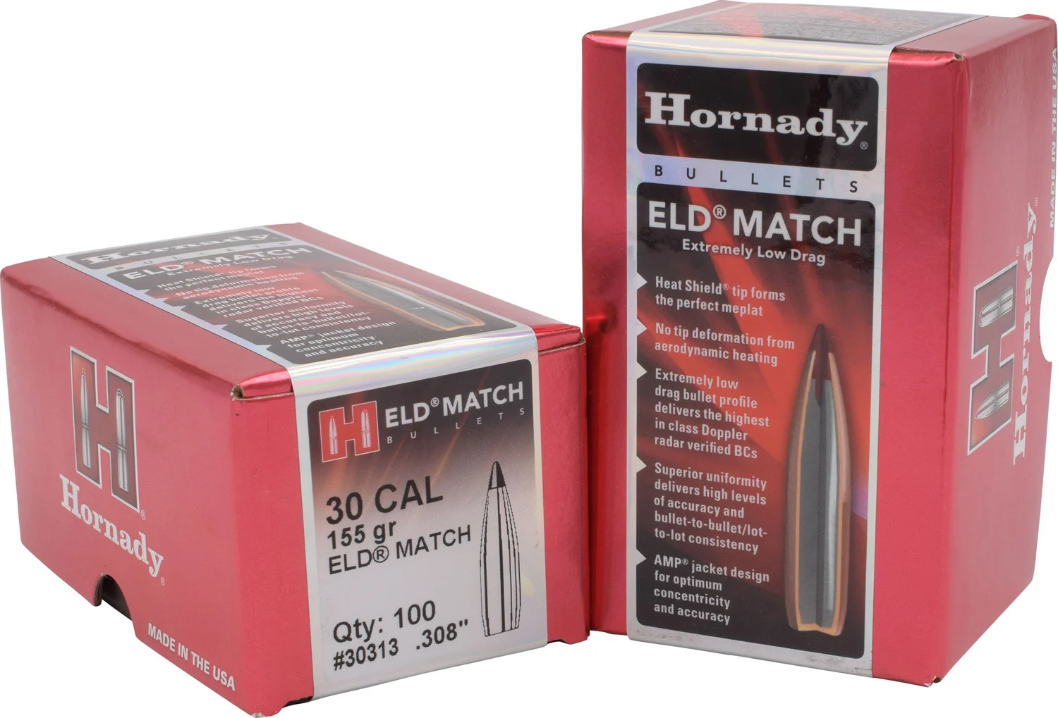 Hornady 30313 ELD Match 30 Cal .308 155 gr Extremely Low Drag Match 100 Per Box/ 15 Case