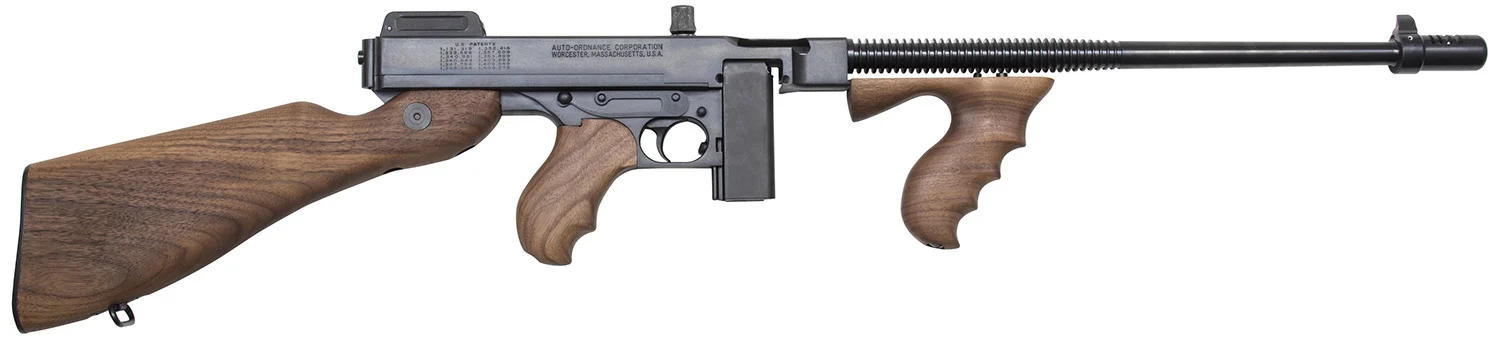 Thompson T110S 1927A-1 Deluxe 45 ACP Caliber with 16.50" Barrel, 10+1 Capacity (Stick), Blued Metal Finish, American Walnut Stock Wood Grip Right Hand