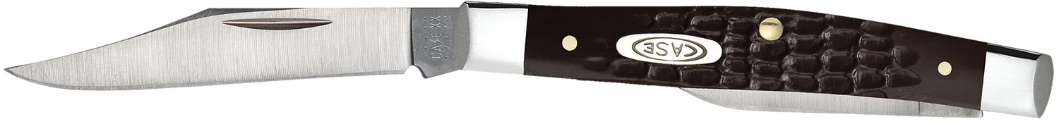 Case 00083 Pen Small 2"/1.47" Folding Clip/Pen Plain As-Ground Stainless Steel Blade Brown Jigged Synthetic Handle