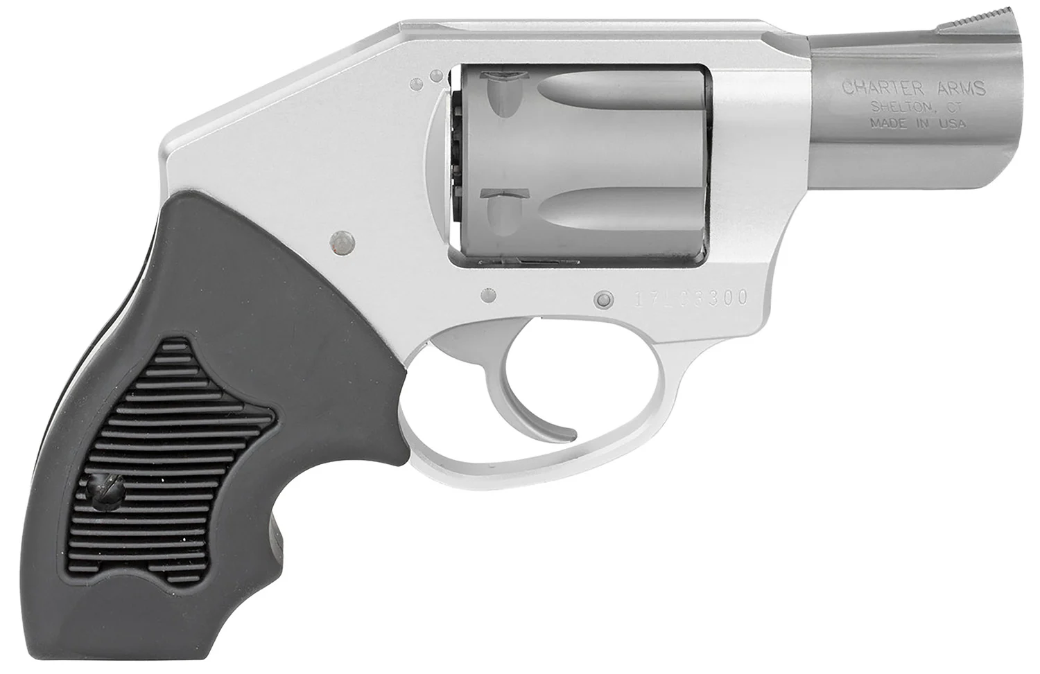 Charter Arms 53811 Off Duty Small 38 Special, 5 Shot 2" Stainless Steel Barrel & Cylinder, Anodized Aluminum Frame w/Black Finger Grooved Rubber Grip