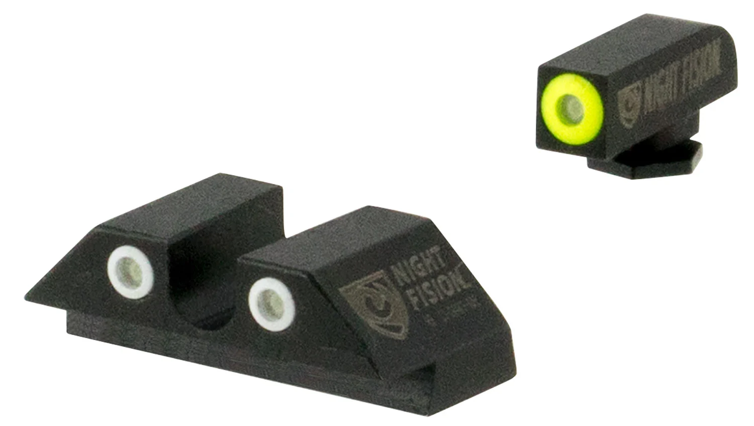 Night Fision GLK001007YGW Tritium Night Sights For Glock Green Tritium Yellow Outline Front Sight- Green Tritium White Outline Rear Sight Glock 17/17L/19/22