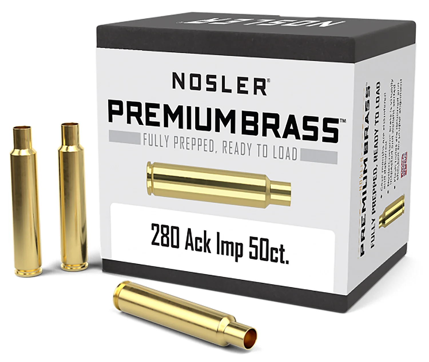 Nosler 10175 Premium Brass Unprimed Cases 280AckleyImproved Rifle Brass 50/Box