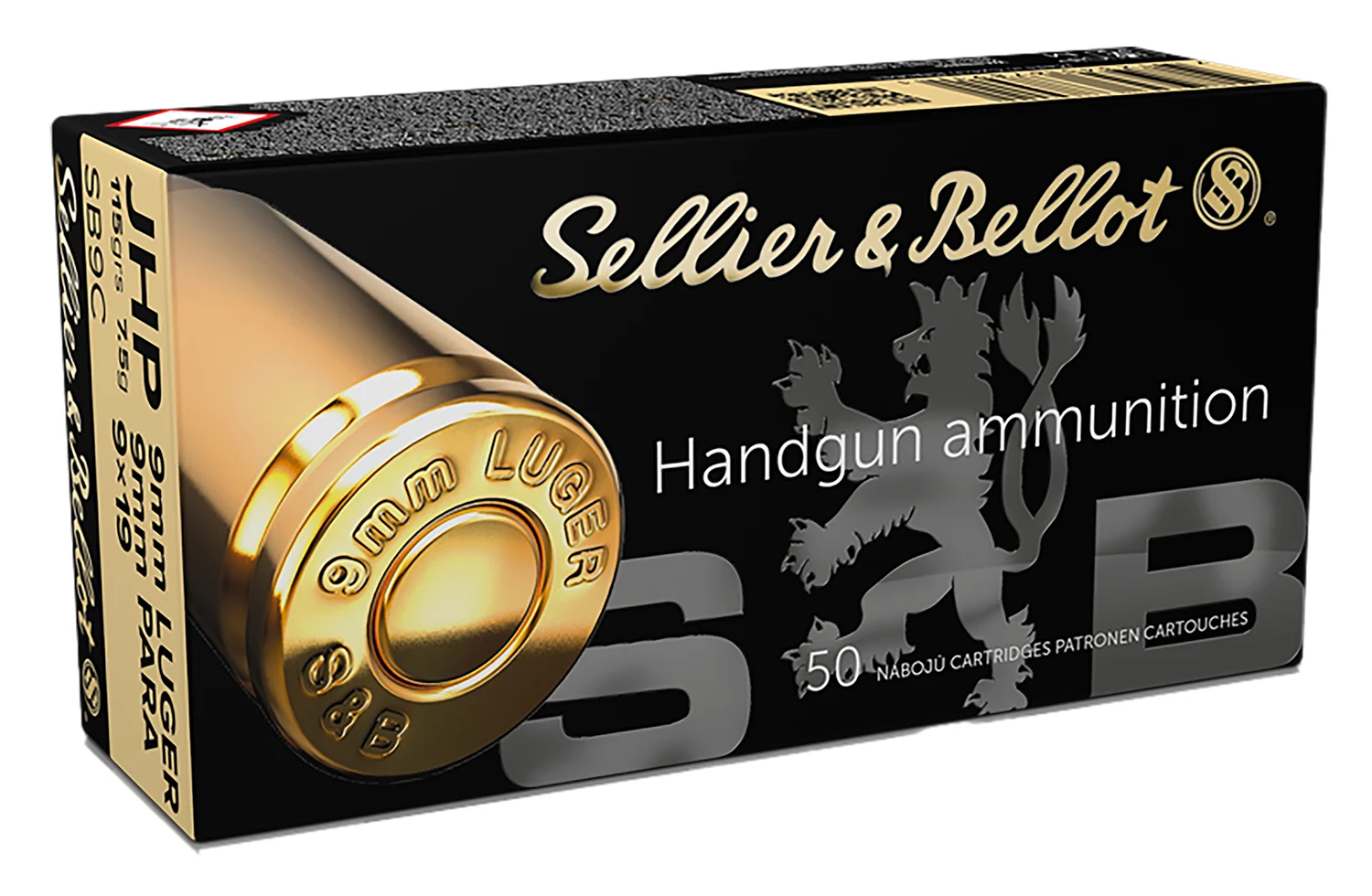 Sellier & Bellot SB9C Handgun 9mmLuger 115gr Jacketed Hollow Point 50 Per Box/20 Case
