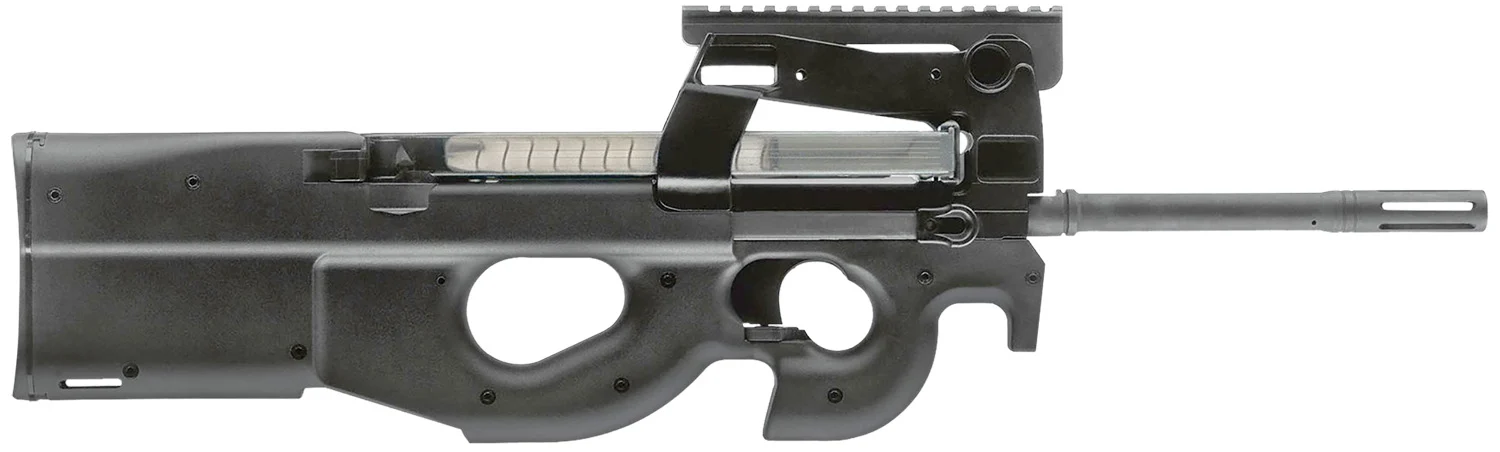 FN 3848950460 PS90 5.7x28mm 30+1 16" Black Ported Barrel, Black Picatinny Rail Aluminum Receiver, Matte Black Synthetic Bullpup w/Thumbhole Stock, Ambidextrous