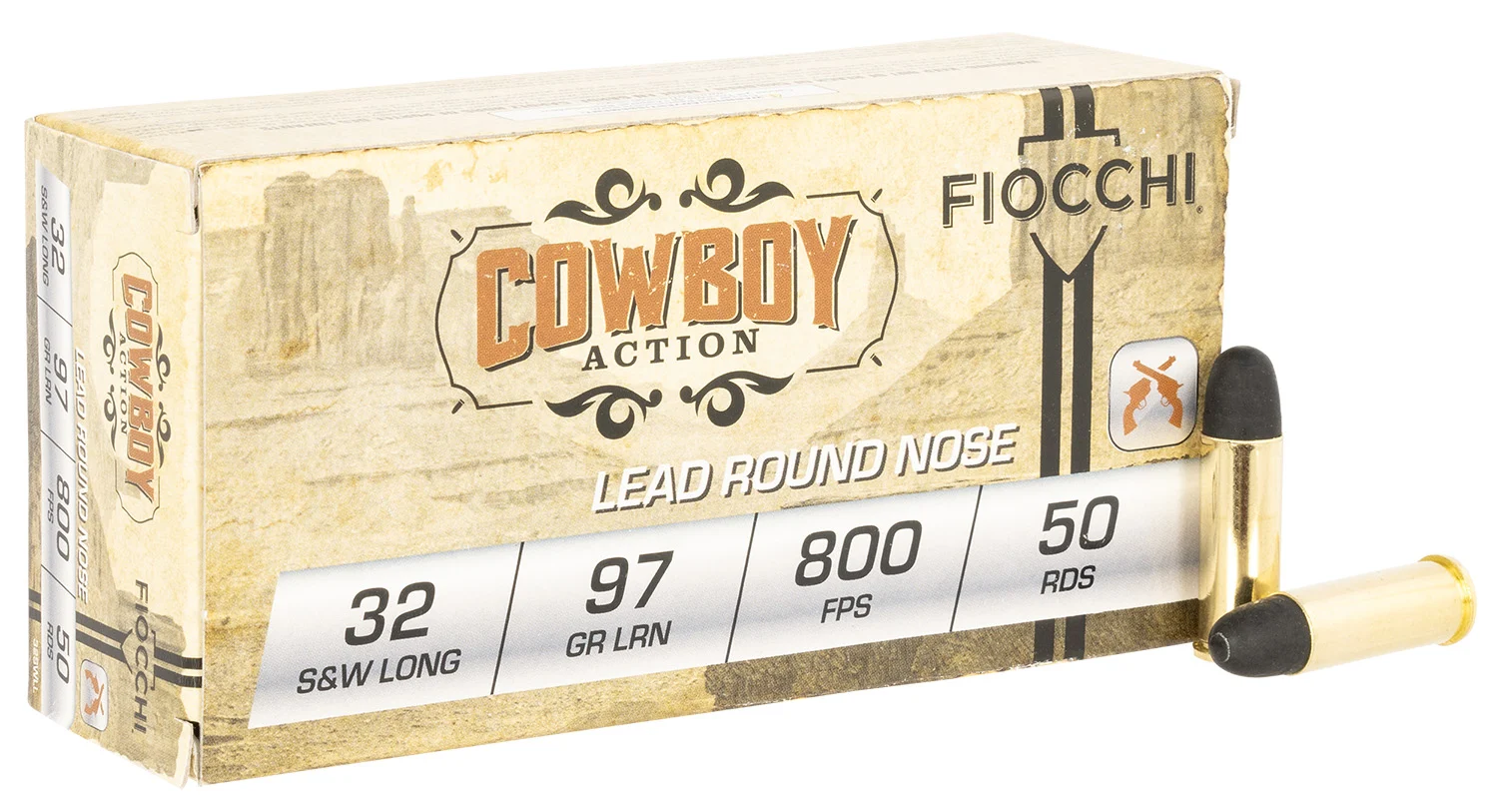 Fiocchi 32SWLL Cowboy Action 32S&WLong 97gr Lead Flat Point 50 Per Box/20 Case