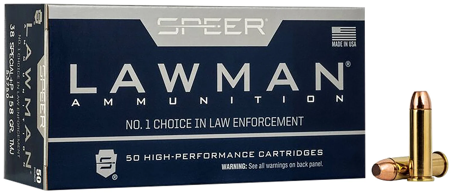 Speer 53750 Lawman 38Special+P 158gr Total Metal Jacket Round Nose 50 Per Box/20 Case