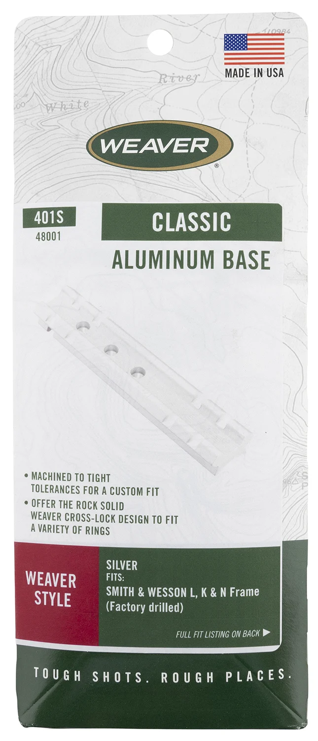 Weaver Mounts 48001 Top Mount Base 401S Silver Smith & Wesson L/K/N Frame