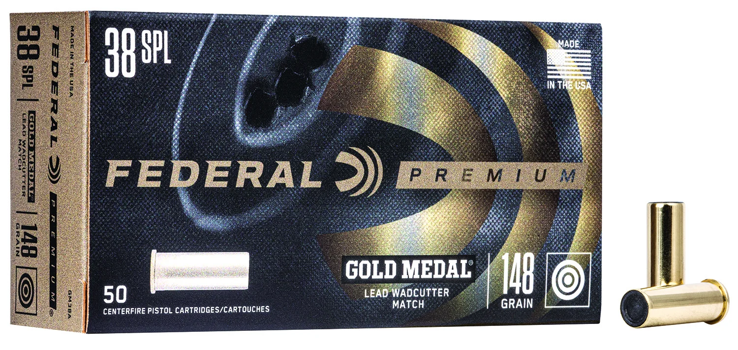 Federal GM38A Premium Gold Medal 38Special 148gr Lead Wadcutter 50 Per Box/20 Case