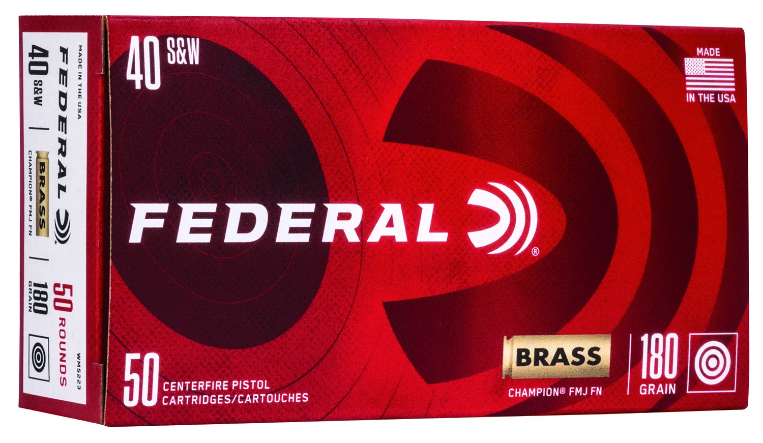 Federal WM5223 Champion Training 40S&W 180gr Full Metal Jacket 50 Per Box/20 Case
