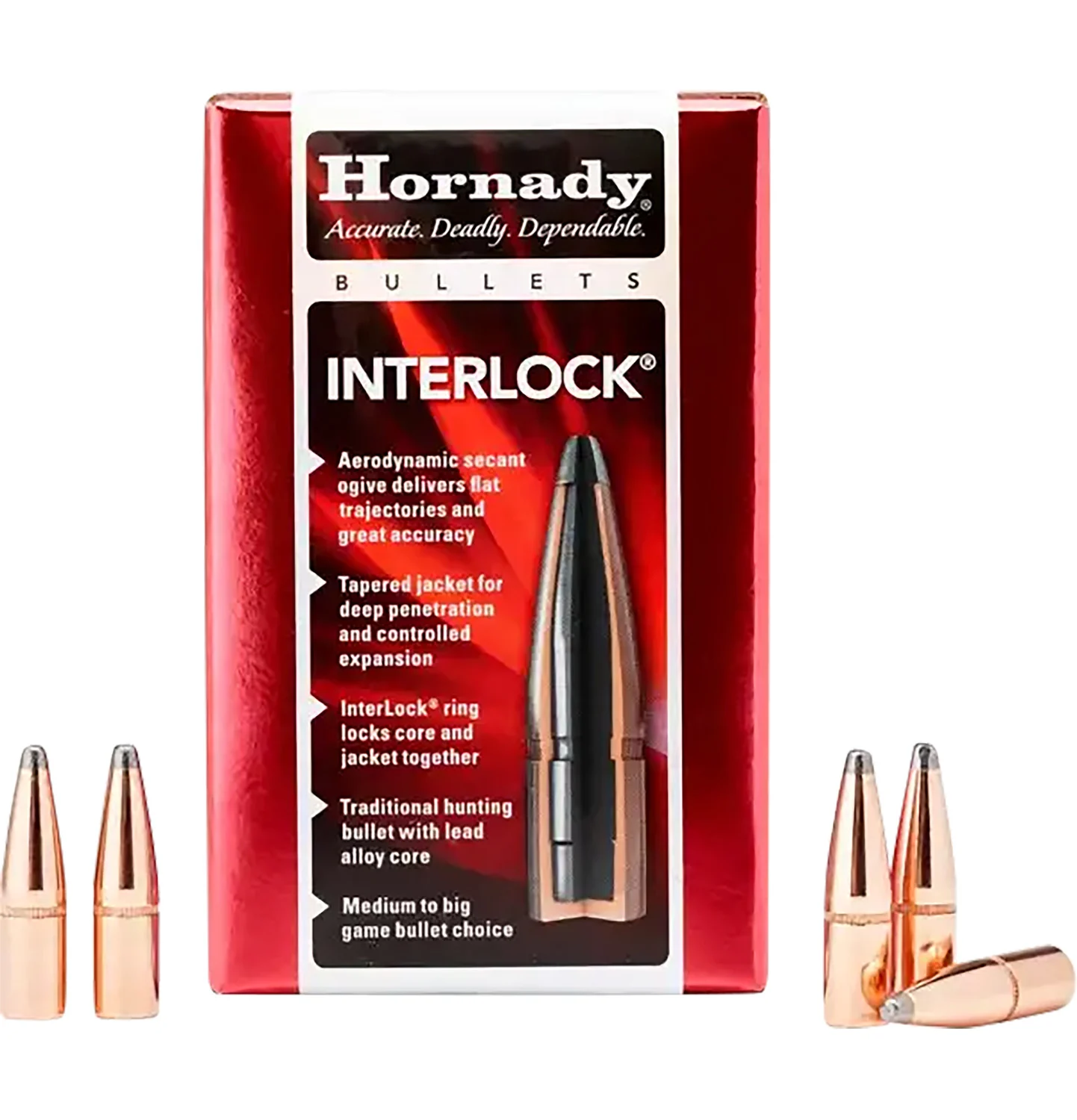 Hornady 4503 InterLock 45 Cal .458 350 gr Flat Point 50 Per Box/ 15 Case