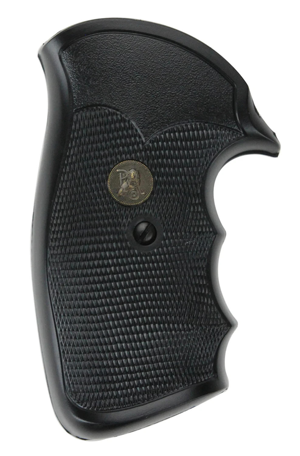 Pachmayr 03266 Gripper Grip Checkered Black Rubber with Finger Grooves for S&W K/L Frame with Round Butt