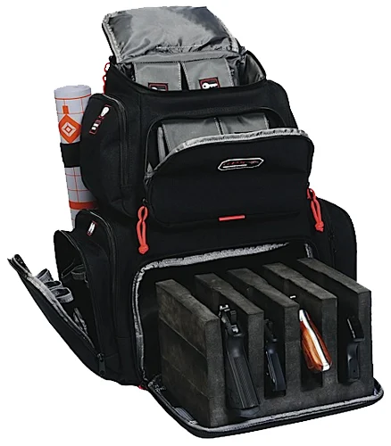 GPS Bags 1711BP Handgunner Black 1000D Nylon Holds 4 Handguns