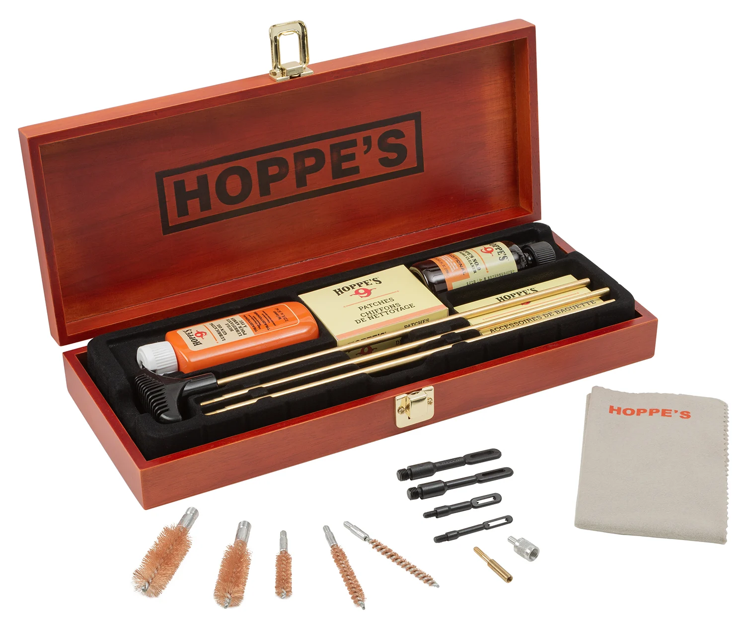 Hoppe's BUOX Deluxe Cleaning Kit Rifle/Shotgun/Pistol Wood Box For