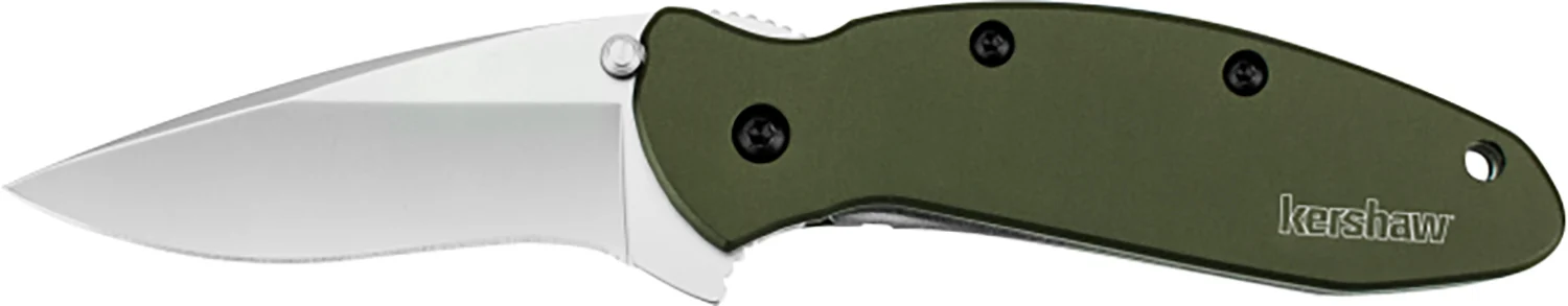 Kershaw 1620OL Scallion 2.40" Folding Drop Point Plain Bead Blasted 420HC SS Blade Olive Drab Anodized Aluminum Handle Includes Pocket Clip