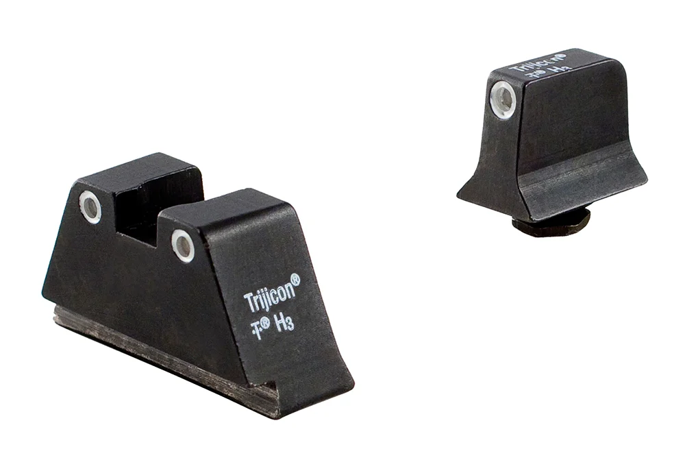 Trijicon 600649 Suppressor/Optic Height Sights Green/Tritium White Outline Front Sight-Green/Tritium White Outline Rear Sight Glock 17/17L/19 Standard Frame