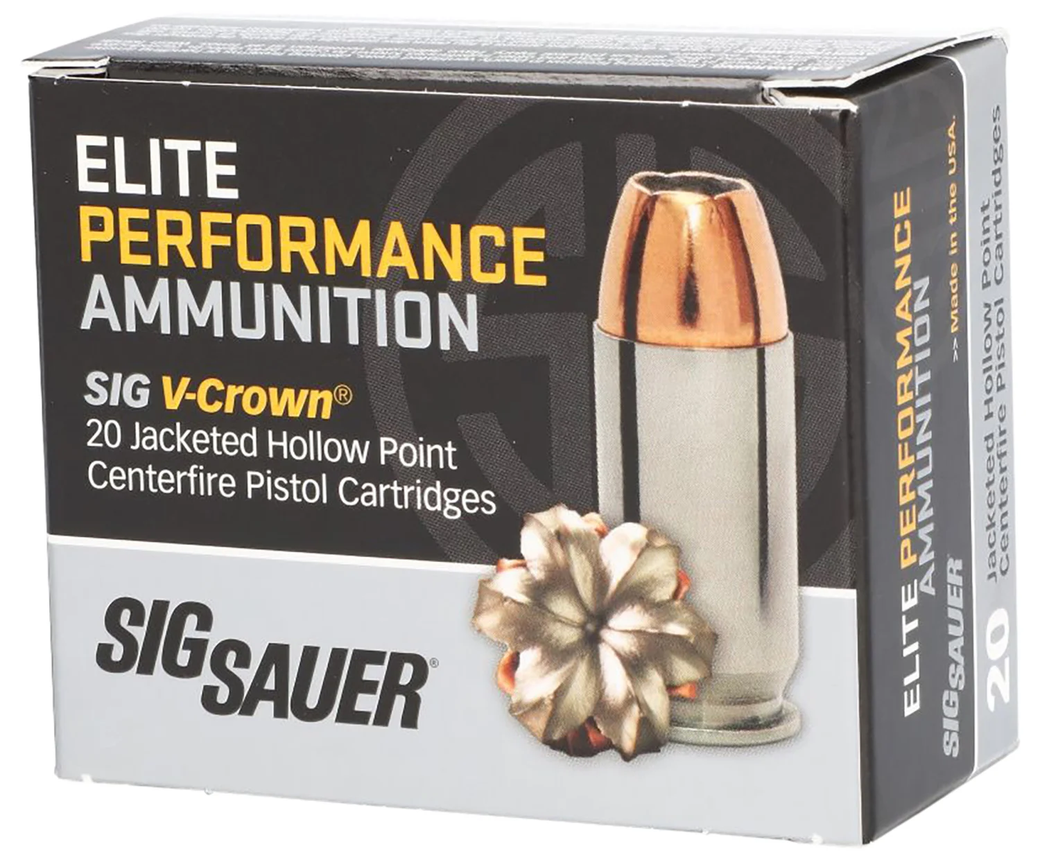 Sig Sauer E40SW120 Elite Performance 40S&W 165gr V-Crown Jacketed Hollow Point 20 Per Box/10 Case
