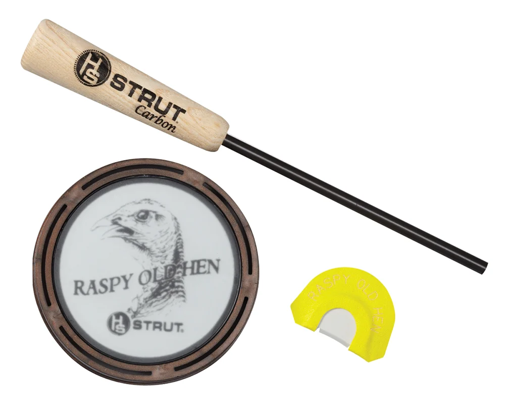 HS Strut 07011 Raspy Old Hen Friction Call Turkey Hen Sounds Attracts Turkeys Glass/Carbon