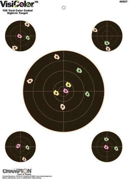 Champion VisiColor High-Visibility Paper Targets 8" Bull w/4 extra Bulls 10/Pack