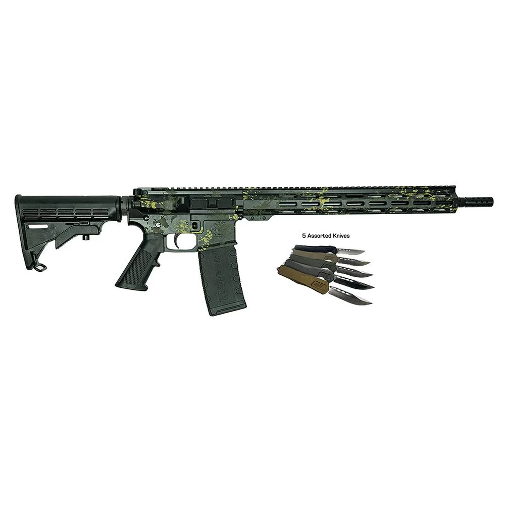 Great Lakes AR-15 Handgun .223 Wylde 30rd Magazine 7" Barrel Lichen Black with 5 OTF 3-1/2" Blade Knives