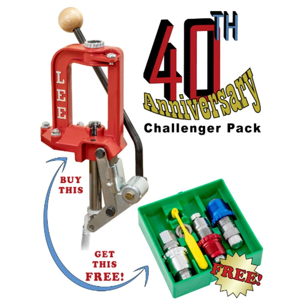 Lee Challenger III Single Stage Press 40th Anniversary Pack with Breech Carb 3-Die Set .44 Spl/.44 Mag