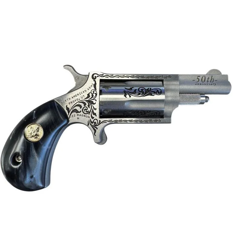 NAA 50th Anniversary Stainless Steel Handgun .22 WMR 5rd Capacity 1.625" Barrel Black Pearl Grip Limited Edition