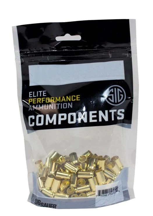 Sig Sauer Unprimed Brass Handgun Cartridge Cases 9mm Luger 100/ct