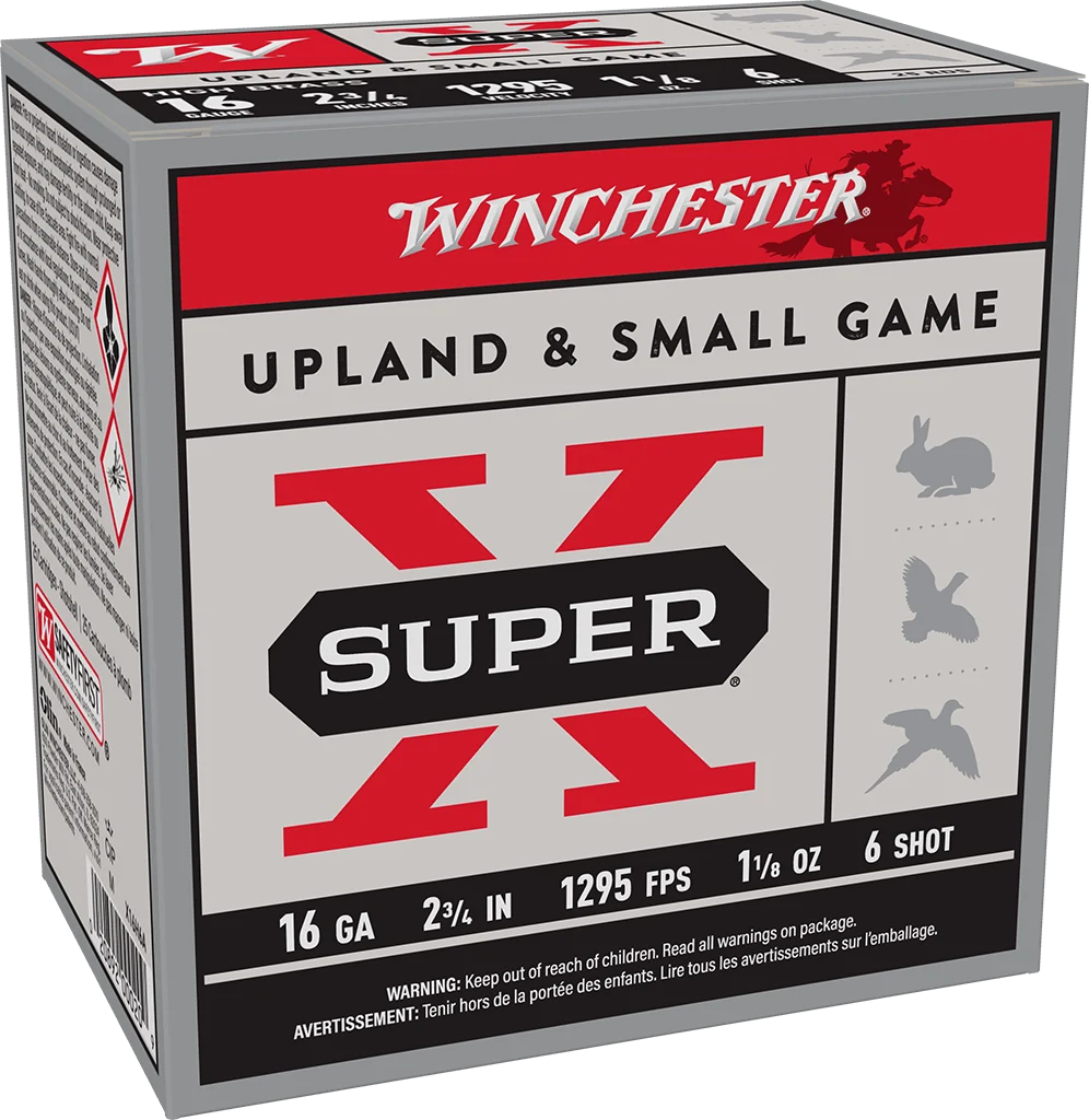 WINCHESTER SUPER X UPLAND 16 GA 2-3/4" #6 HB 1-1/8 OZ 25 RD/BX 10 BX/CS