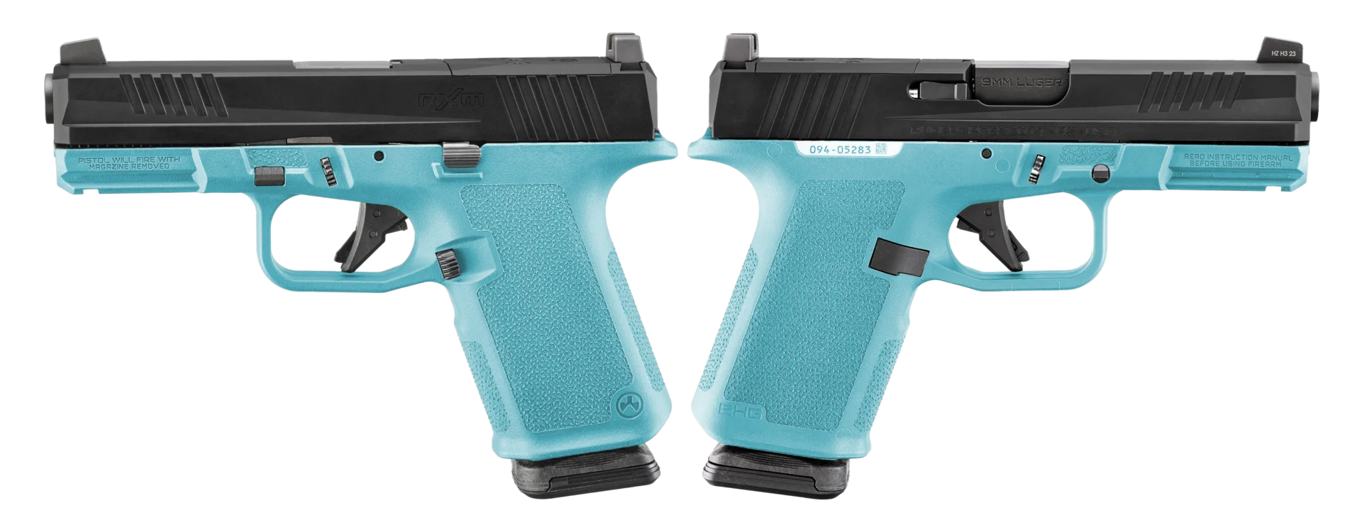 RUGER RXM 9MM PISTOL 4" BBL ROBIN EGG BLUE MAGPUL EHG, O.R. 2-15RD MAGS - ORION EXCLUSIVE