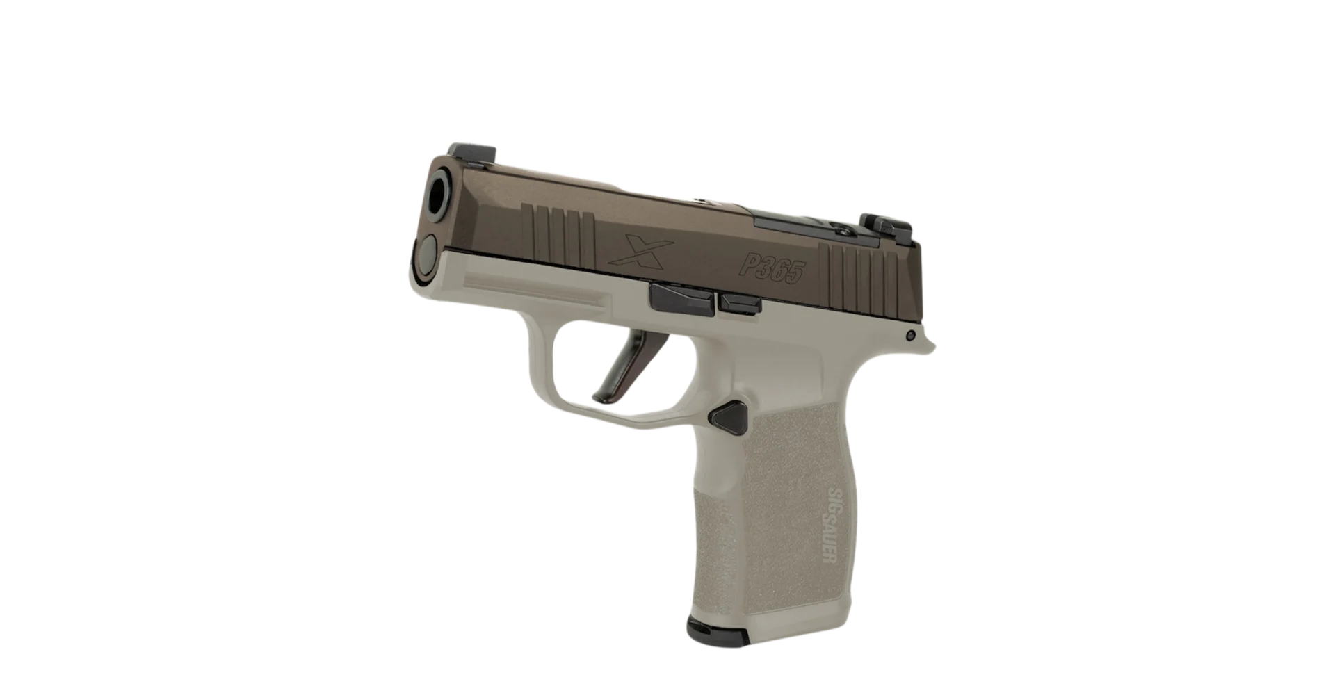 SIG SAUER P365X TWO TONE TAN 9MM PSTL 3.1" BBL 2-12RD MAGS, OPTC PLTE COVER