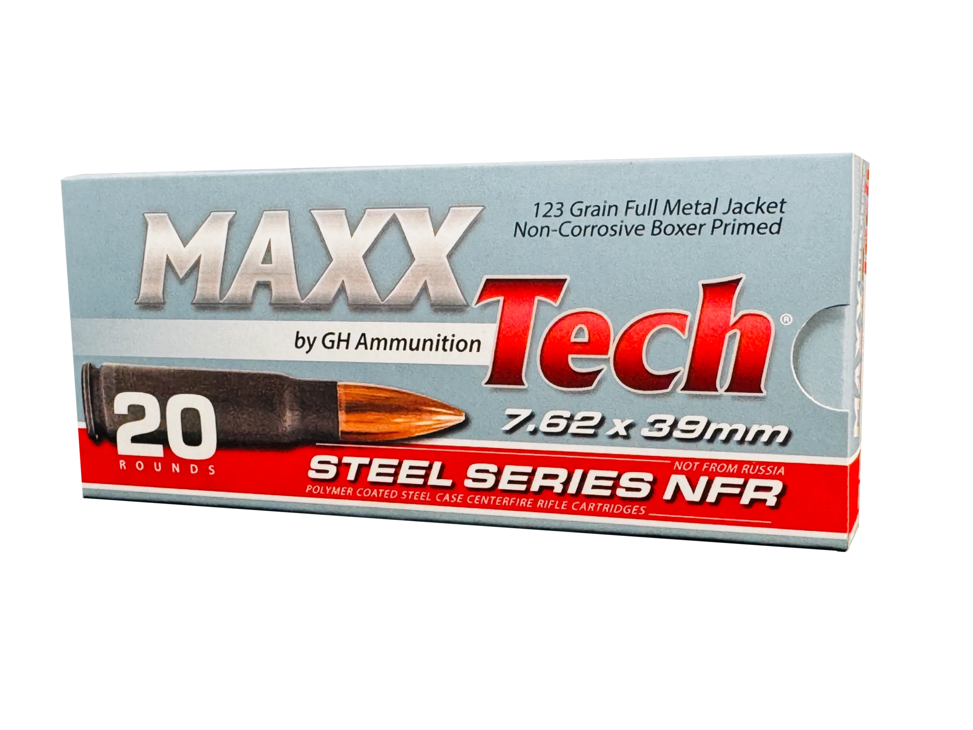 MAXXTECH 7.62X39 STEEL CASE 123GR FMJ 20RD/BX 30BX/CS